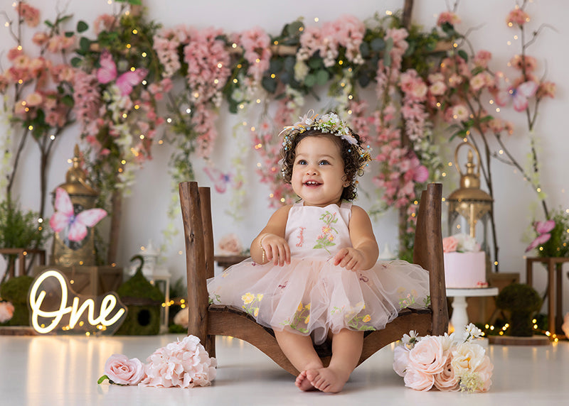 Enchanted Butterfly Cake Smash Backdrop for Photography