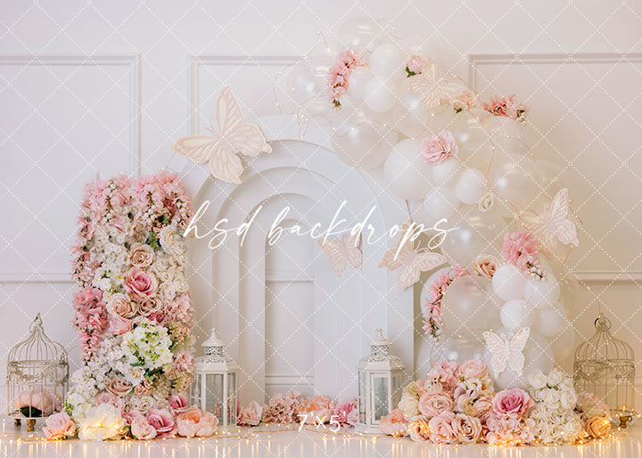 Pink Floral Perfection Cake Smash - HSD Photography Backdrops