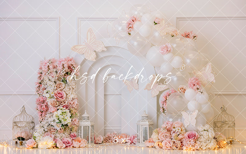 Pink Floral Perfection Cake Smash - HSD Photography Backdrops