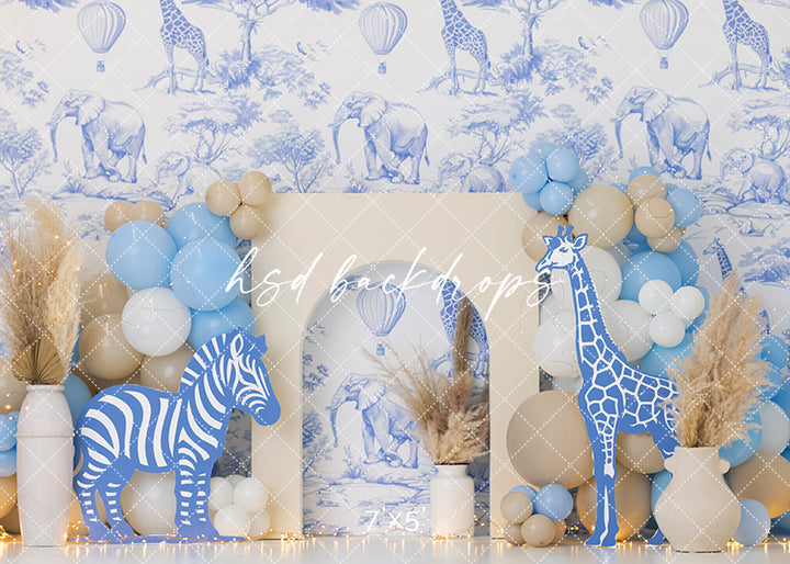 Boho Blue Safari Cake Smash - HSD Photography Backdrops