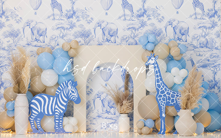 Boho Blue Safari Cake Smash - HSD Photography Backdrops