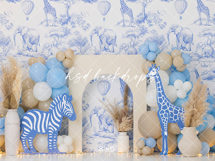 Boho Blue Safari Cake Smash - HSD Photography Backdrops