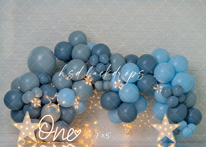Blue Balloon Cake Smash - HSD Photography Backdrops