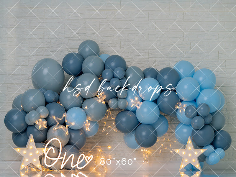 Blue Balloon Cake Smash - HSD Photography Backdrops