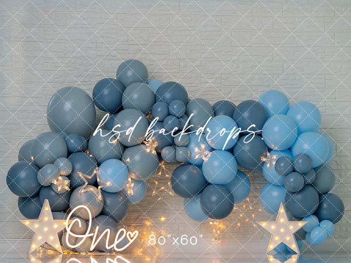 Blue Balloon Cake Smash - HSD Photography Backdrops