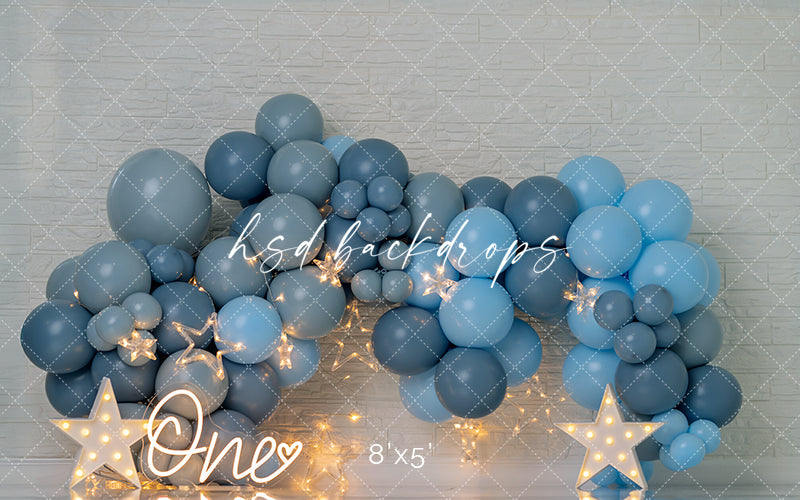 Blue Balloon Cake Smash - HSD Photography Backdrops