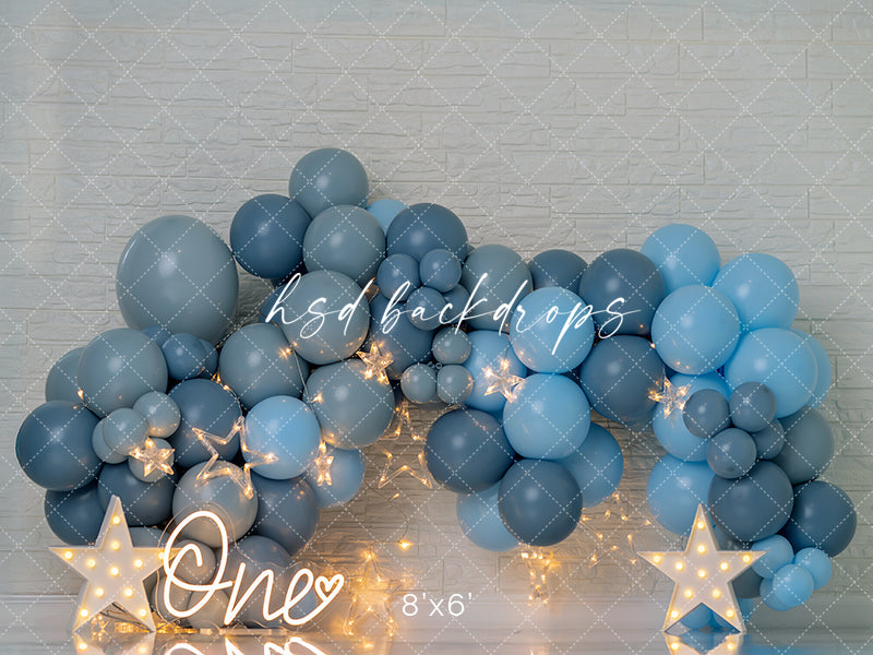 Blue Balloon Cake Smash - HSD Photography Backdrops