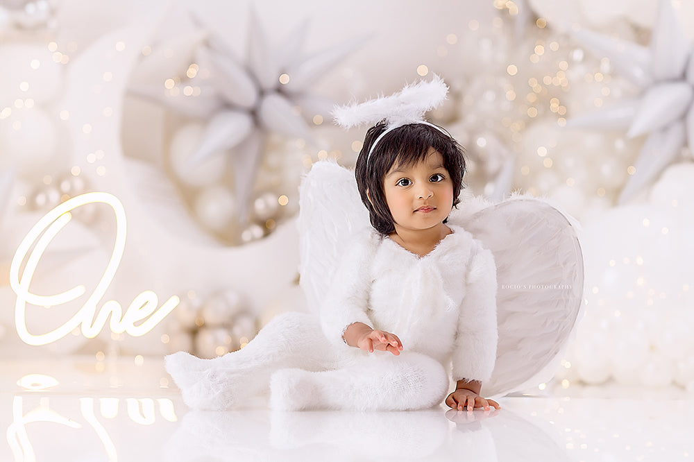Winter Snow Angel Cake Smash - HSD Photography Backdrops