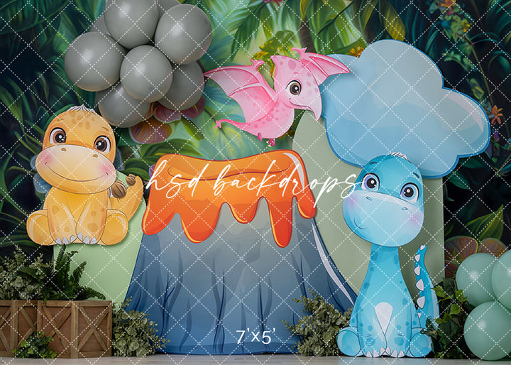 Rawr Little Dinosaur Cake Smash - HSD Photography Backdrops