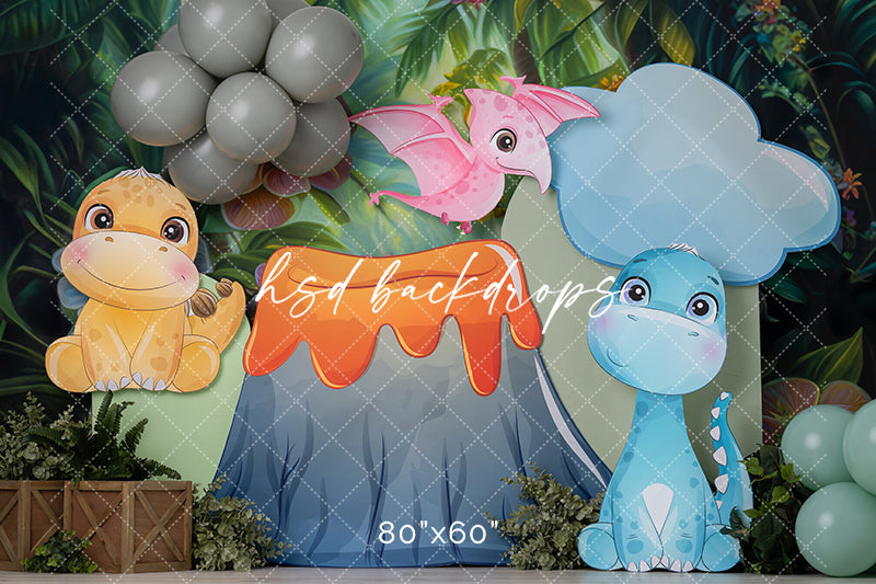 Rawr Little Dinosaur Cake Smash - HSD Photography Backdrops