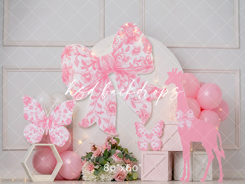 Pink Toile Safari Cake Smash - HSD Photography Backdrops