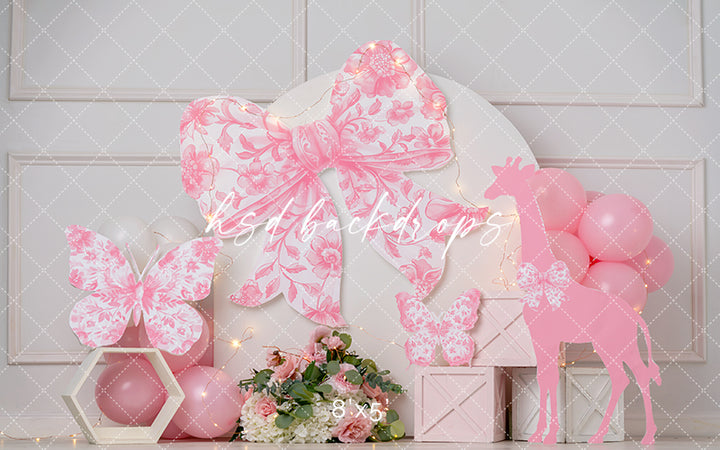 Pink Toile Safari Cake Smash - HSD Photography Backdrops