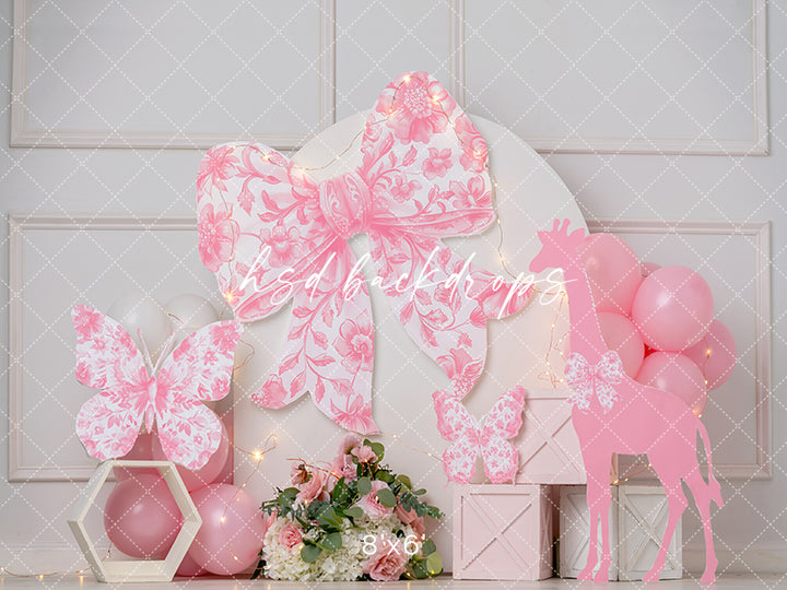 Pink Toile Safari Cake Smash - HSD Photography Backdrops