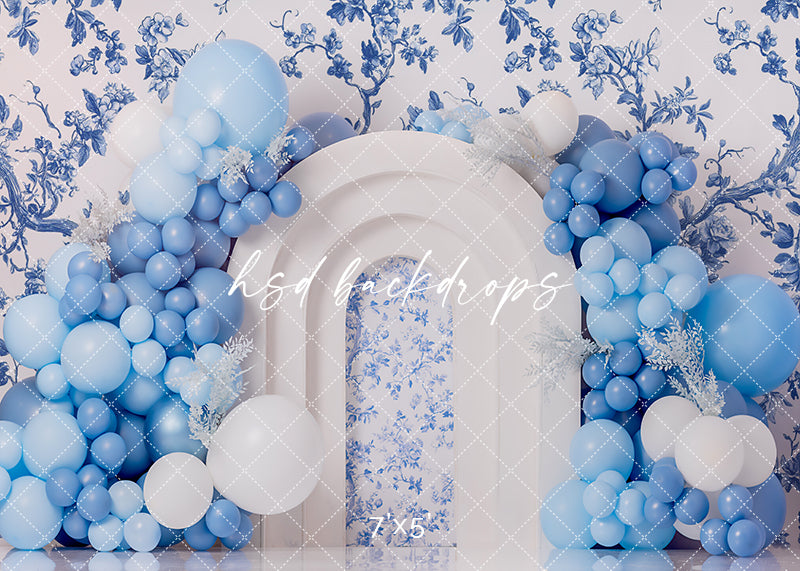Blue Toile Arch - HSD Photography Backdrops