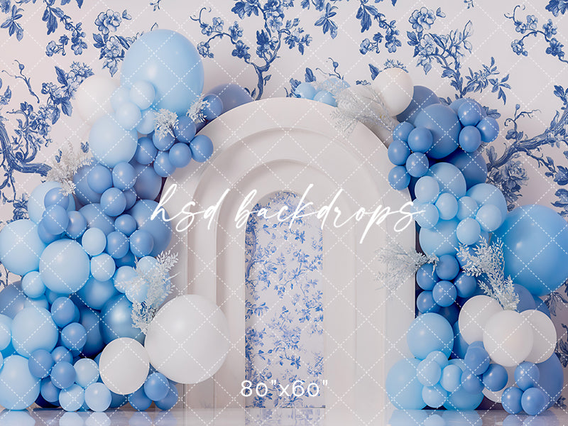 Blue Toile Arch - HSD Photography Backdrops