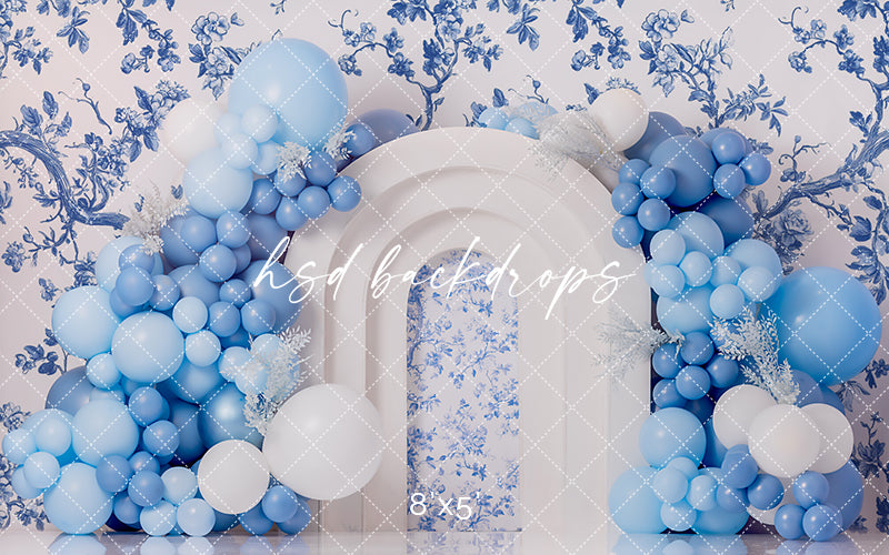 Blue Toile Arch - HSD Photography Backdrops