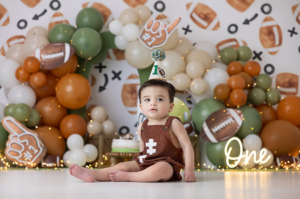 First Touchdown Football Cake Smash - HSD Photography Backdrops