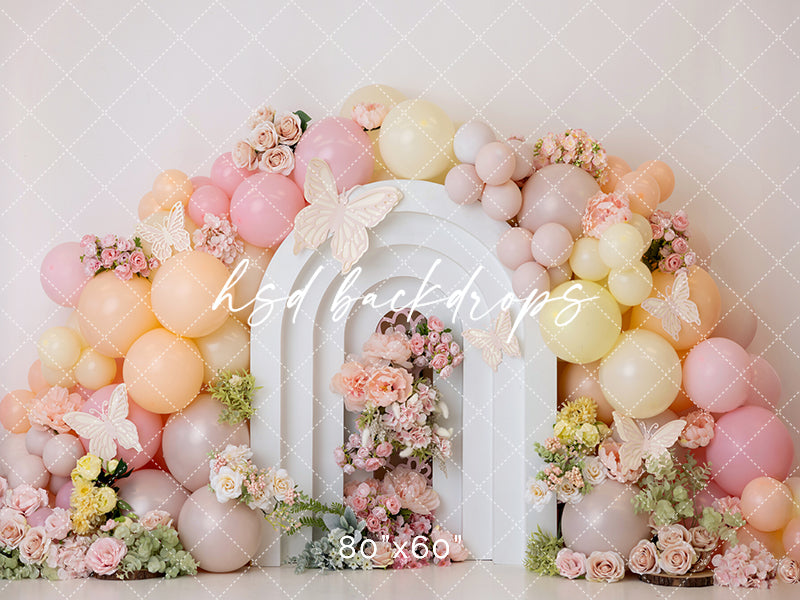 Sweet Peach Butterfly Arch - HSD Photography Backdrops