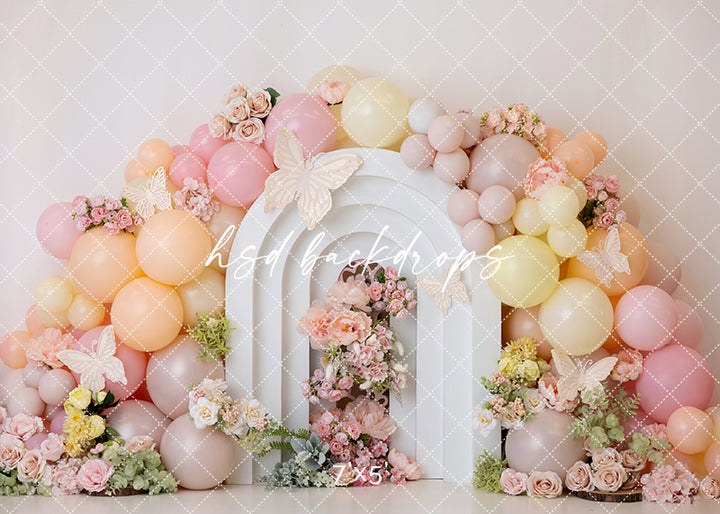 Sweet Peach Butterfly Arch - HSD Photography Backdrops