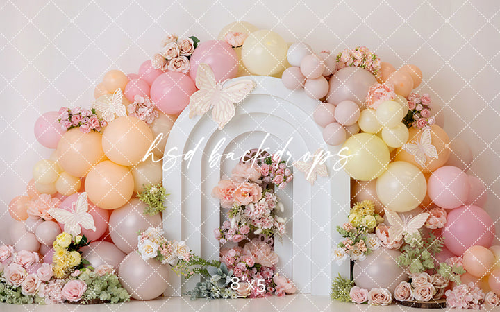 Sweet Peach Butterfly Arch - HSD Photography Backdrops