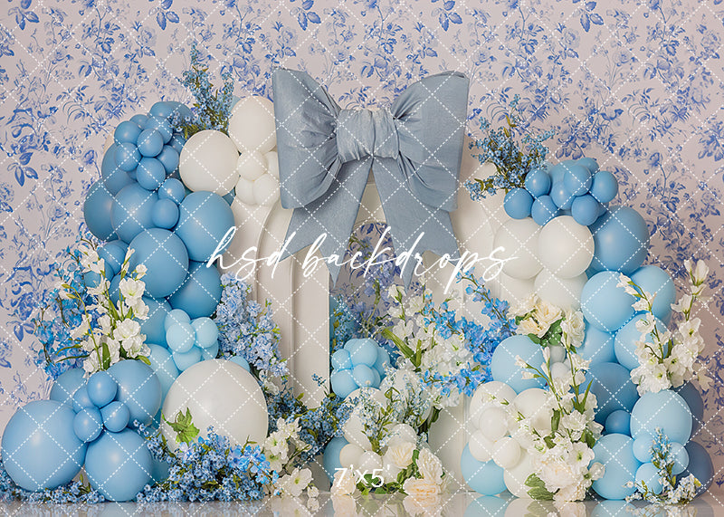 Blue Toile & Balloons - HSD Photography Backdrops