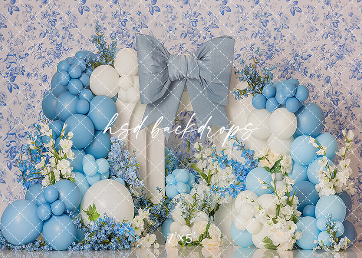 Blue Toile & Balloons - HSD Photography Backdrops