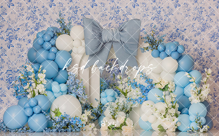 Blue Toile & Balloons - HSD Photography Backdrops