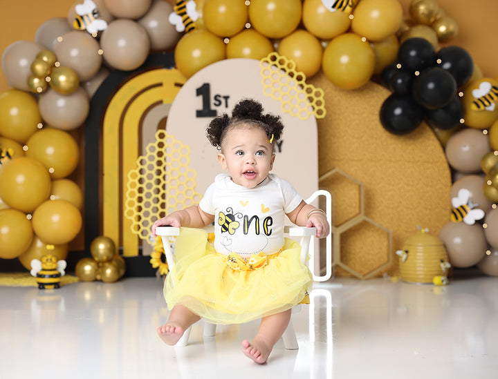 1st Bee Day Cake Smash - HSD Photography Backdrops
