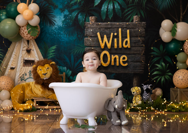 wild one first birthday cake smash backdrop