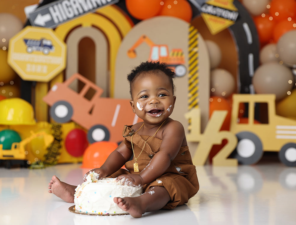 Caution Ahead Cake Smash - HSD Photography Backdrops