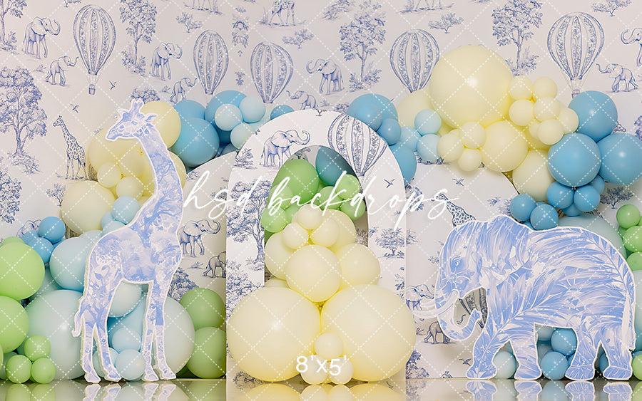 Blue Safari Celebration Cake Smash - HSD Photography Backdrops