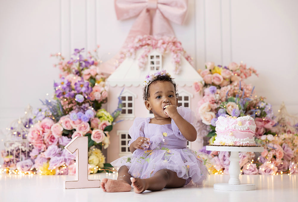 Home Sweet Home Birthday Cake Smash Girl Photo Backdrop