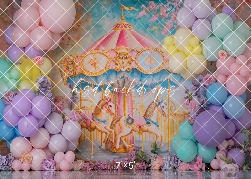 Whimsical Horse Carousel Cake Smash - HSD Photography Backdrops