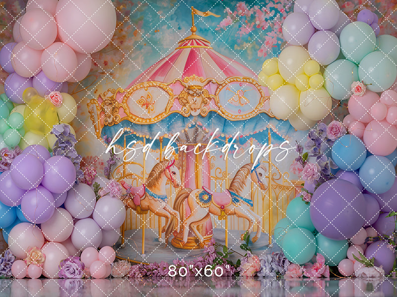 Whimsical Horse Carousel Cake Smash - HSD Photography Backdrops