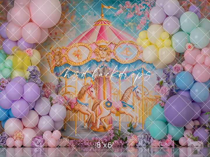 Whimsical Horse Carousel Cake Smash - HSD Photography Backdrops