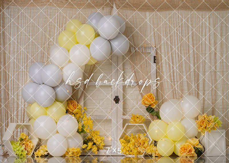 Yellow Blooms Birthday - HSD Photography Backdrops
