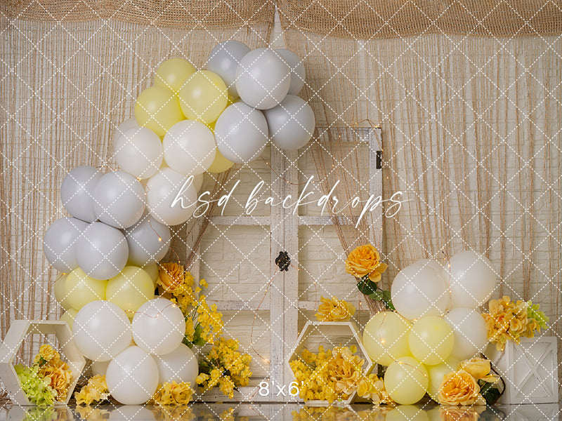 Yellow Blooms Birthday - HSD Photography Backdrops