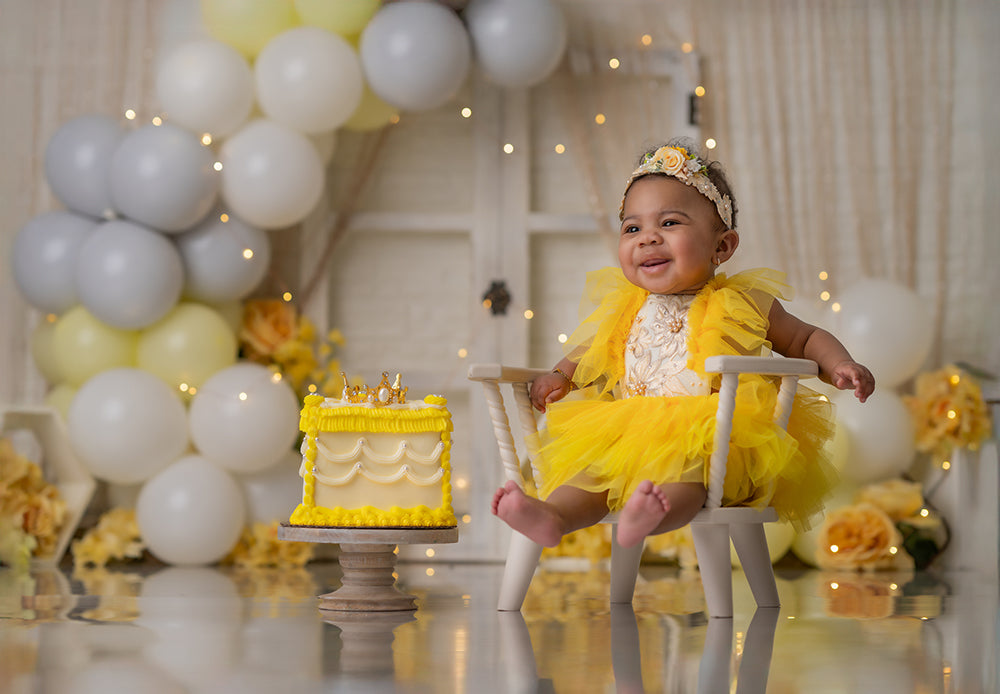 Yellow Blooms Birthday - HSD Photography Backdrops