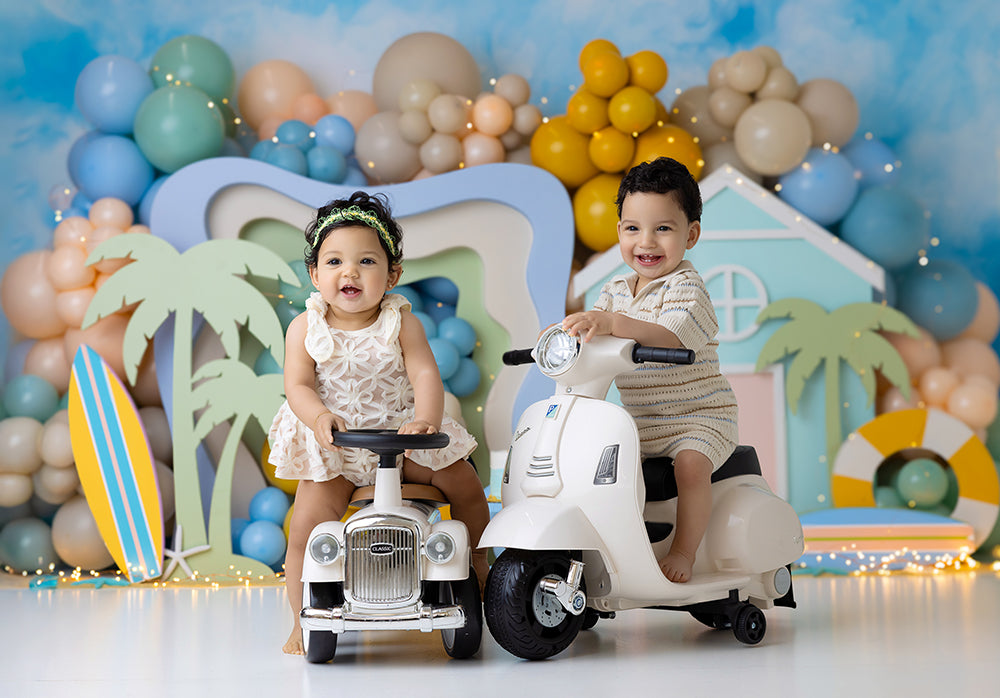 Beach Club House Cake Smash - HSD Photography Backdrops
