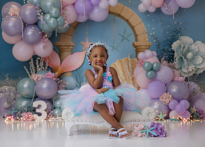 Mermaid Under the Sea Backdrop for Birthdays & Cake Smash