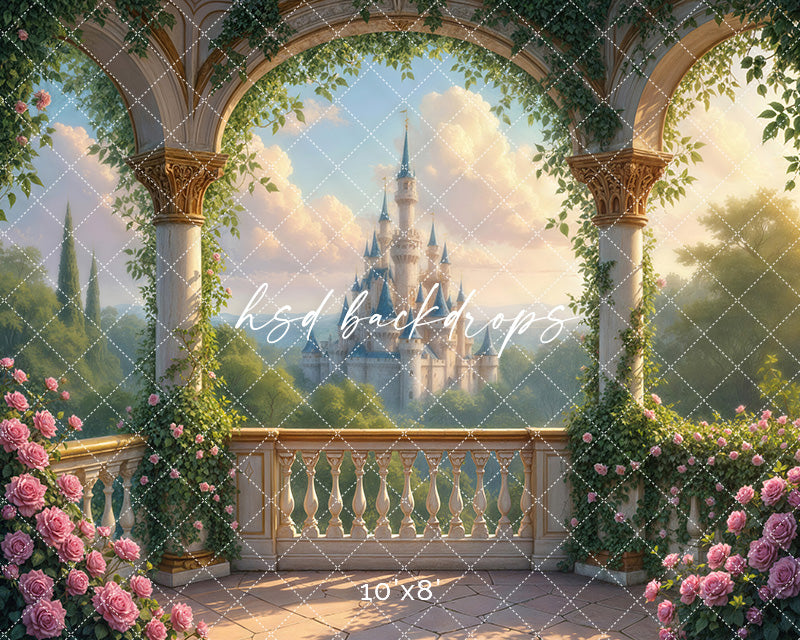 Enchanted Princess Balcony – Fairytale Castle Photography Backdrop