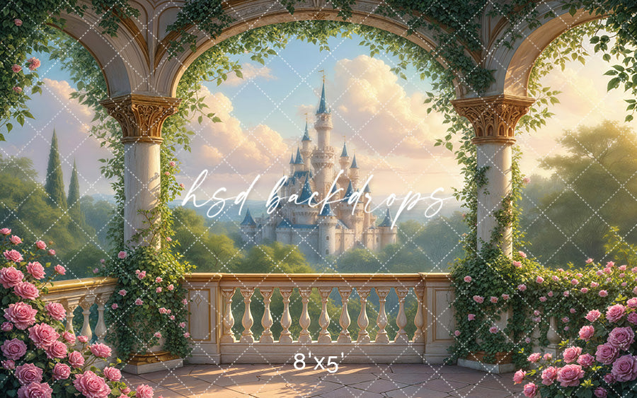 Enchanted Princess Balcony – Fairytale Castle Photography Backdrop