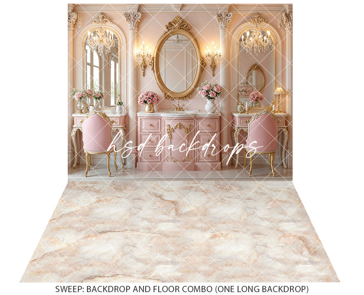 Blush Vanity Palace – Pink Princess Dressing Room Backdrop