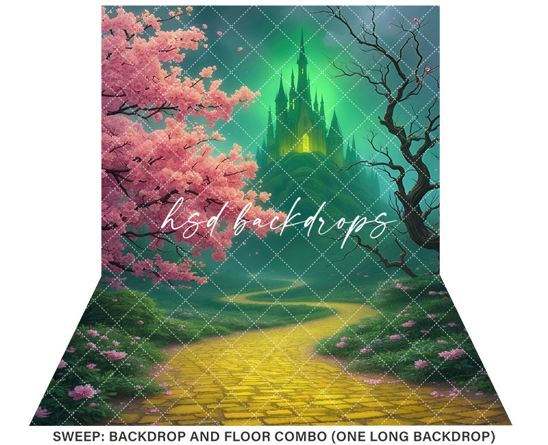 Emerald Castle Fantasy Photography Backdrop – Enchanted Fairytale Scene