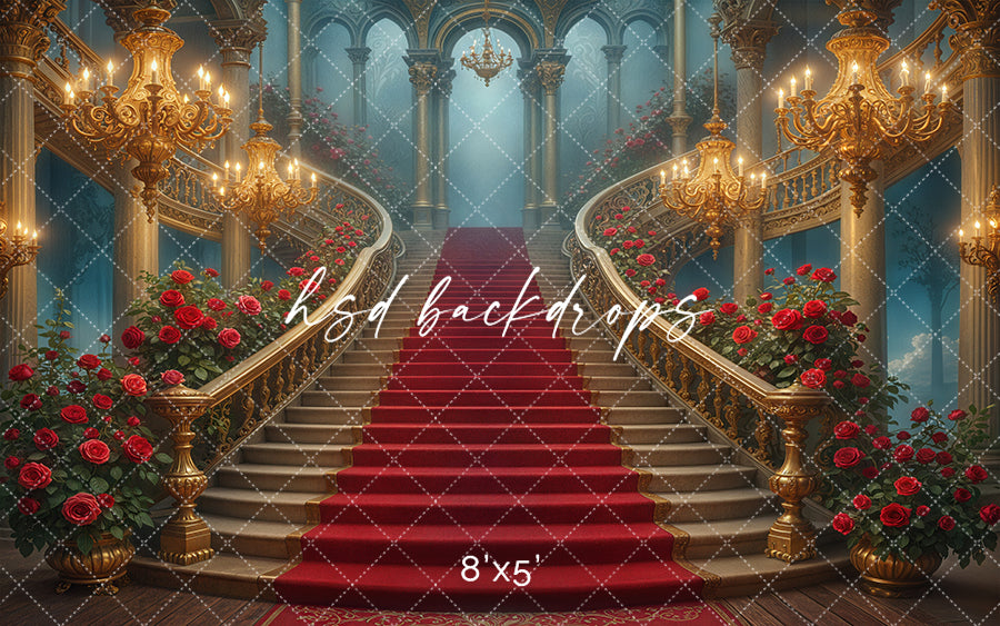Enchanted Ballroom Staircase – Belle Fairytale Photography Backdrop