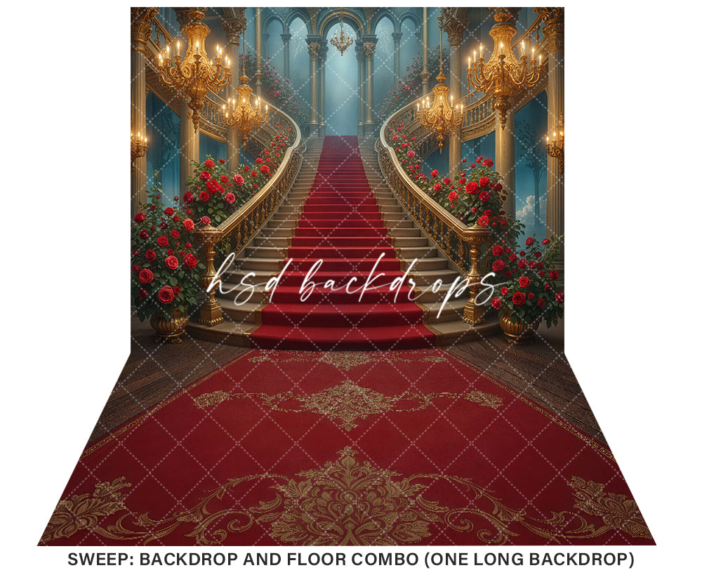 Enchanted Ballroom Staircase – Belle Fairytale Photography Backdrop