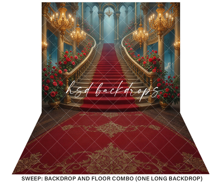 Enchanted Ballroom Staircase – Belle Fairytale Photography Backdrop