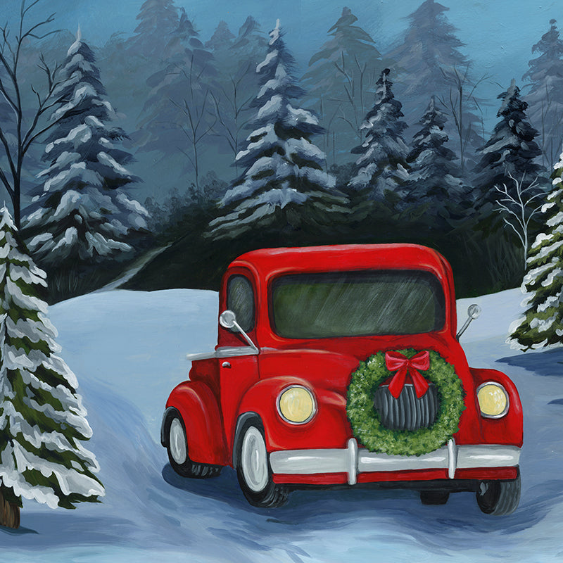 Red Christmas Truck - HSD Photography Backdrops