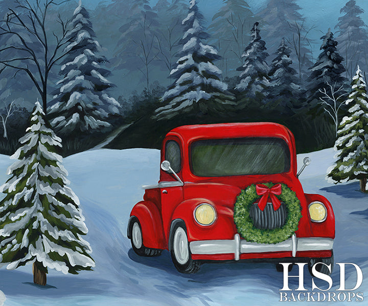 Red Christmas Truck - HSD Photography Backdrops