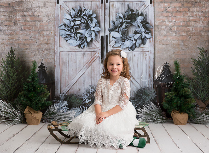 Winter Green Christmas Prop Set Up - HSD Photography Backdrops